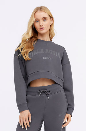 TALA ACTIVE LOOSE HEM CROPPED SWEATSHIRT - GRAPHITE