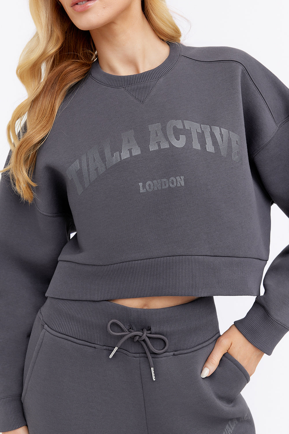 TALA ACTIVE LOOSE HEM CROPPED SWEATSHIRT - GRAPHITE