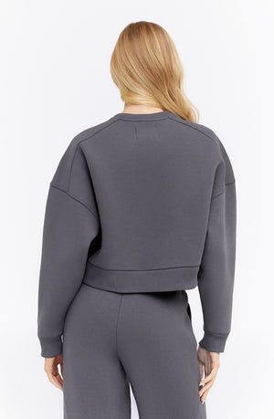 TALA ACTIVE LOOSE HEM CROPPED SWEATSHIRT - GRAPHITE