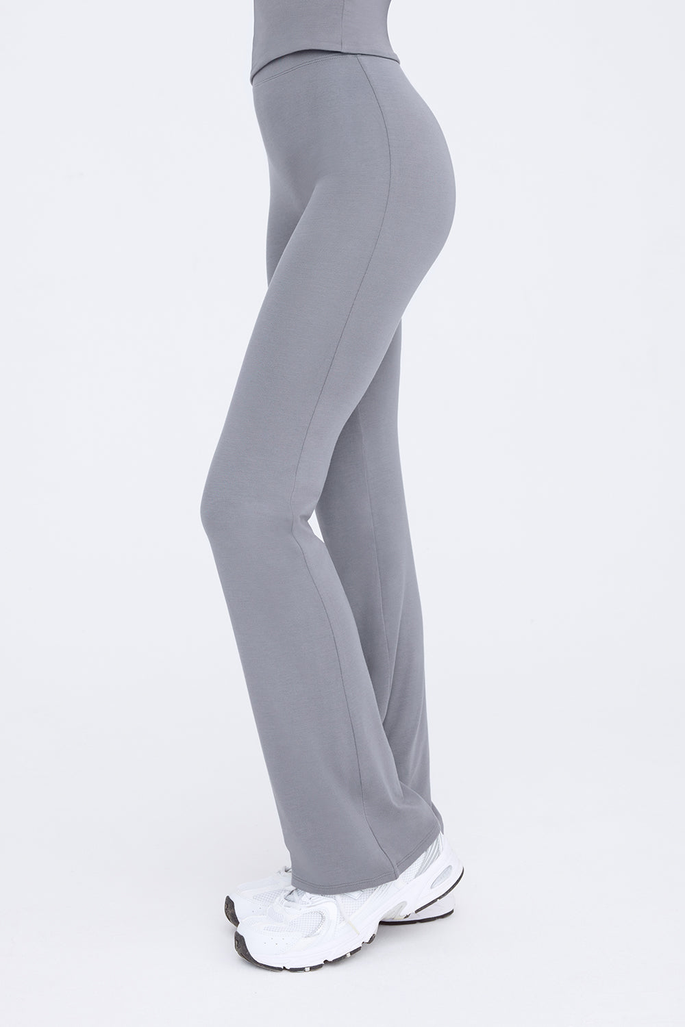 365 SCULPTING LOUNGE MULTIWAY FOLD WAIST FLARED TROUSERS - GREY