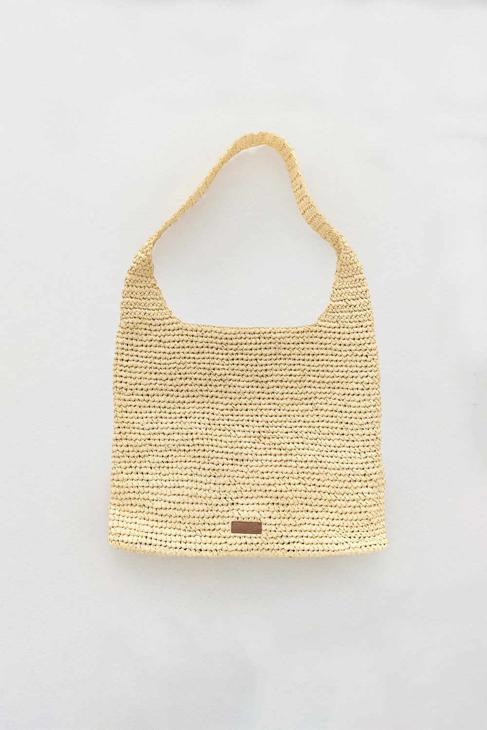 EMBOSSED LOGO RAFFIA TOTE BAG - NATURAL