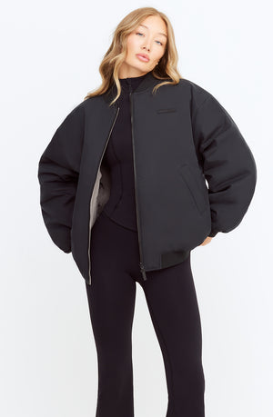 REVERSIBLE BOMBER JACKET - BLACK AND PEBBLE