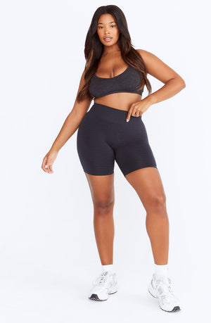 SCULPT SEAMLESS SCRUNCH CYCLING SHORTS - OYSTER BLACK MARL