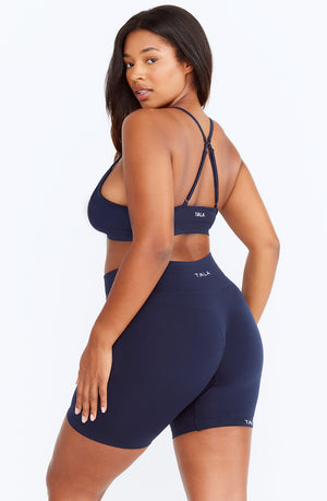 SCULPT SEAMLESS SCRUNCH CYCLING SHORTS - NAVY MARL