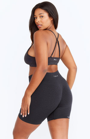 SCULPT SEAMLESS SCRUNCH CYCLING SHORTS - OYSTER BLACK MARL