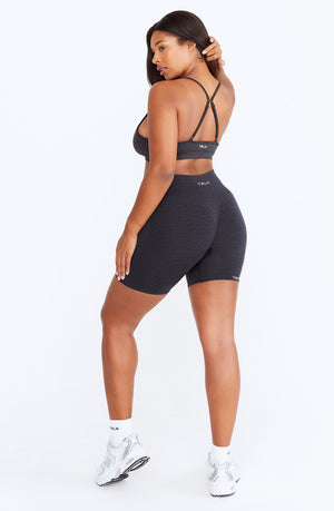 SCULPT SEAMLESS SCRUNCH CYCLING SHORTS - OYSTER BLACK MARL