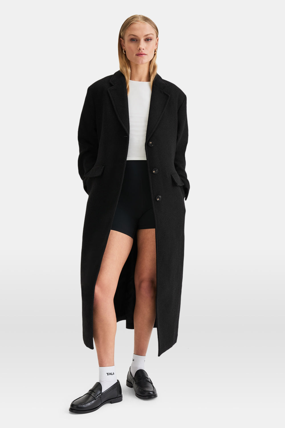 EVERYDAY SINGLE-BREASTED MULTIWAY STRUCTURED OVERCOAT - BLACK