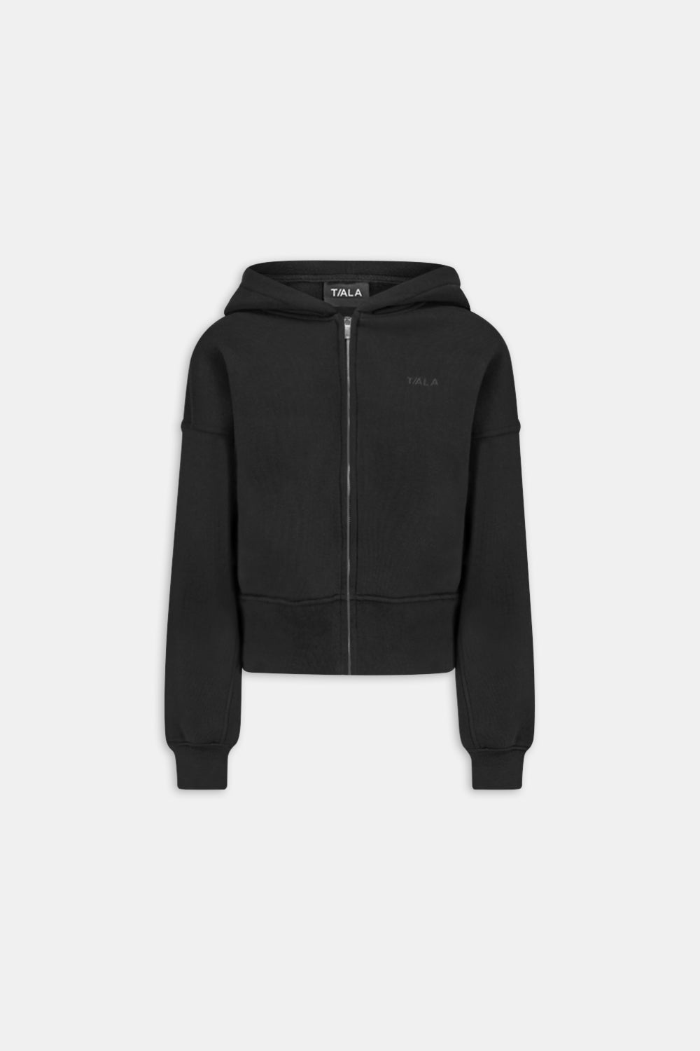 COCOON ZIP THROUGH HOODIE - BLACK