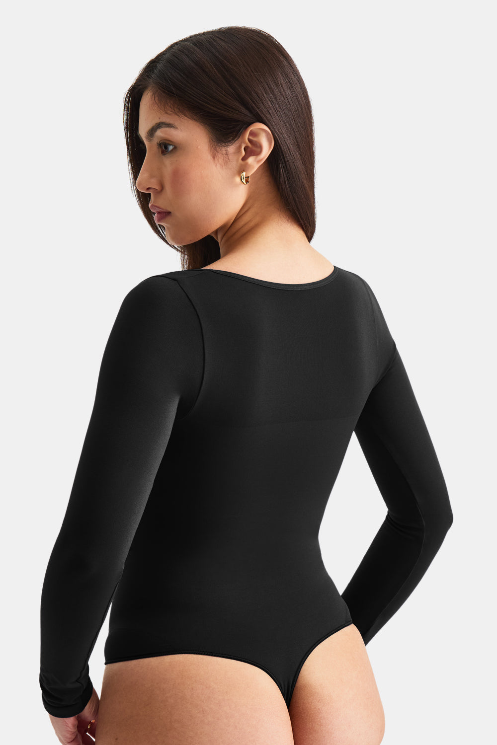 365 CONTOUR LONG SLEEVE SQUARE NECK BODYSUIT - SHADOW BLACK