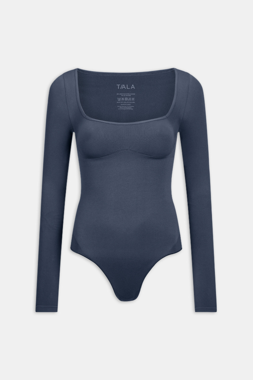 365 CONTOUR LONG SLEEVE SQAURE NECK BODYSUIT - WASHED NAVY