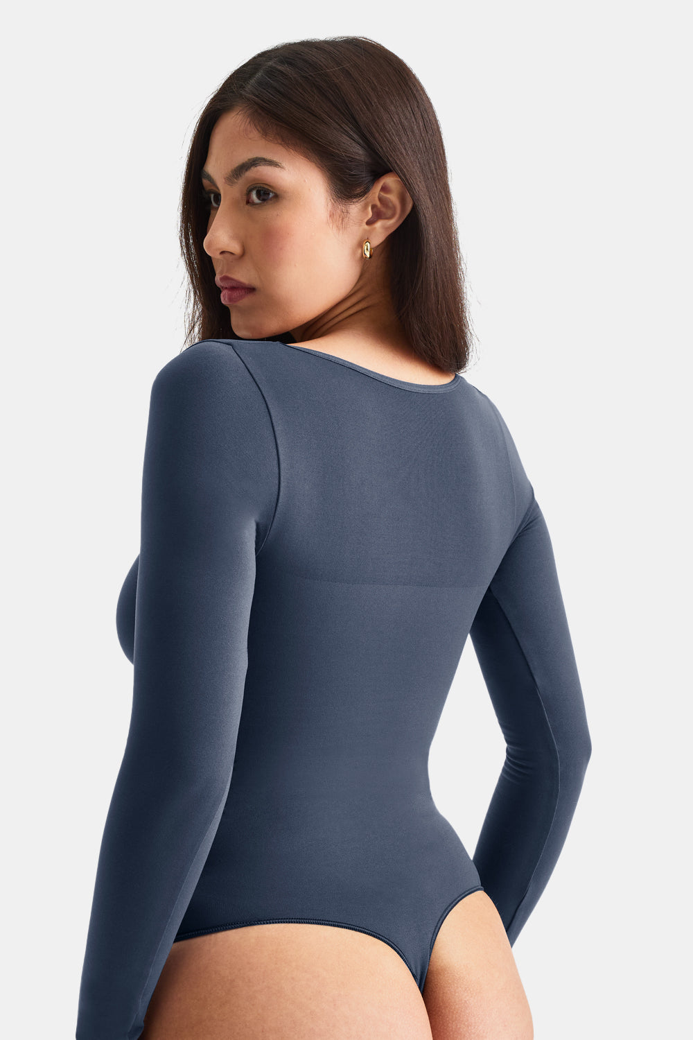 365 CONTOUR LONG SLEEVE SQAURE NECK BODYSUIT - WASHED NAVY