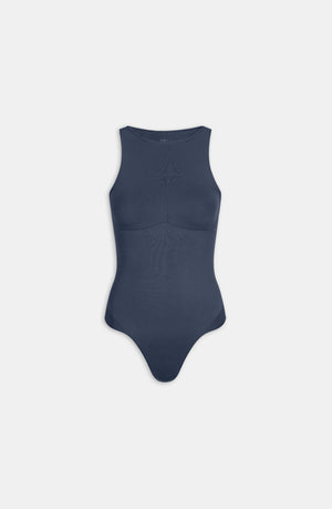 365 CONTOUR SLEEVELESS BOAT NECK BODYSUIT - WASHED NAVY