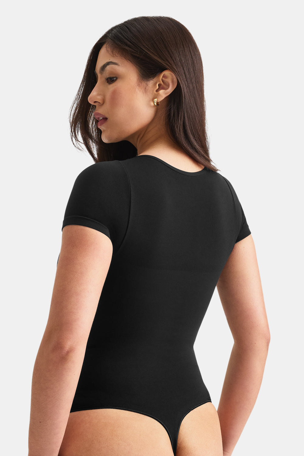 365 CONTOUR SHORT SLEEVE CREW NECK BODYSUIT - SHADOW BLACK