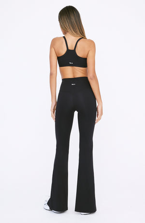 DAYFLEX HIGH WAISTED SPLIT HEM FLARED YOGA PANT - SHADOW BLACK