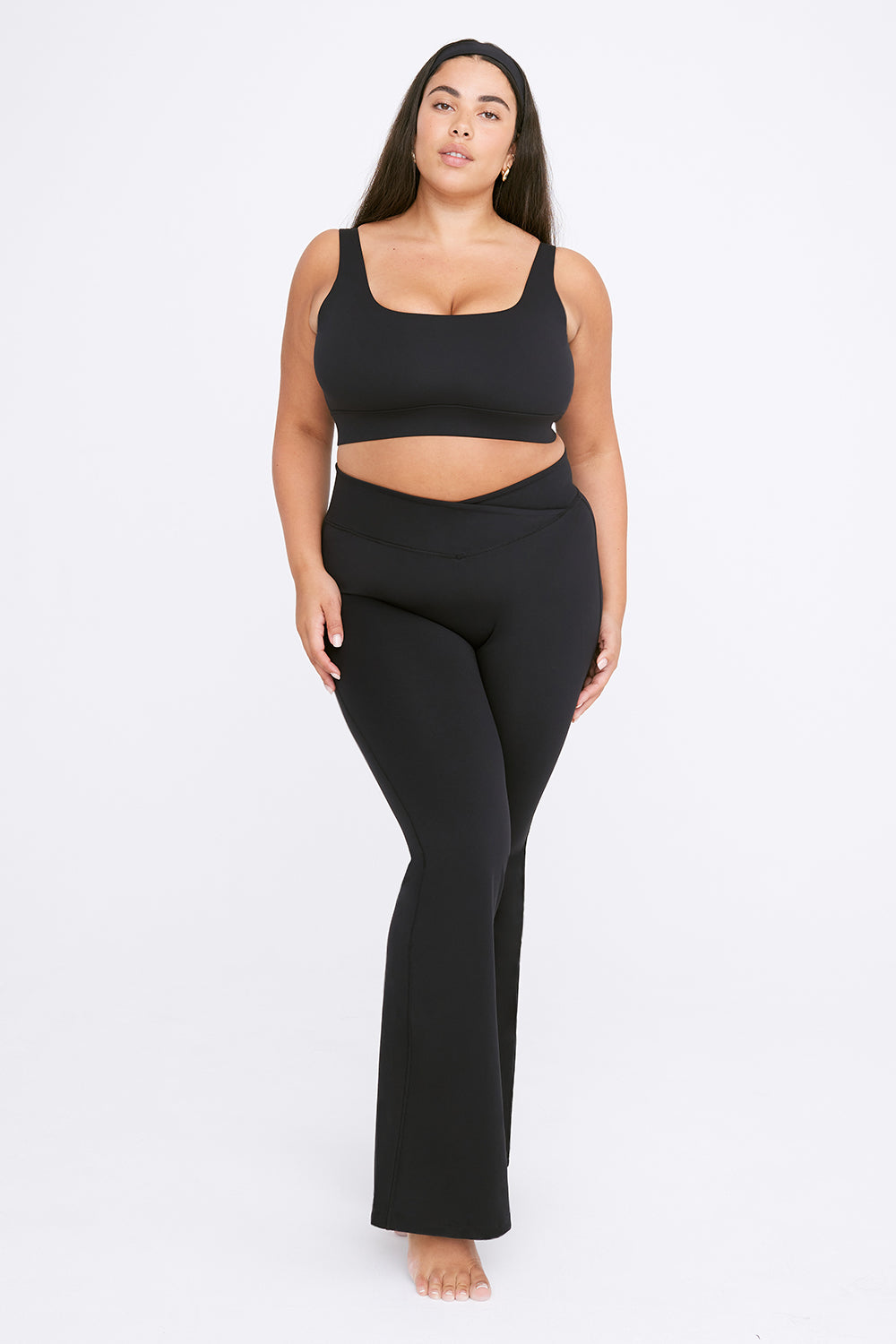 Petite Flare Yoga Pants for Women with Pockets, Plus Size High