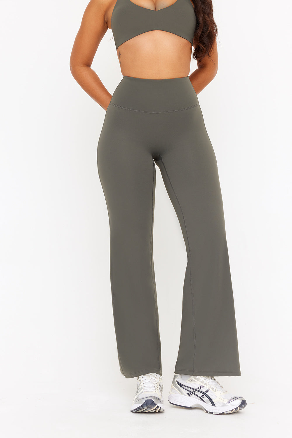 DAYFLEX HIGH WAISTED WIDE LEG YOGA PANT - DARK OLIVE