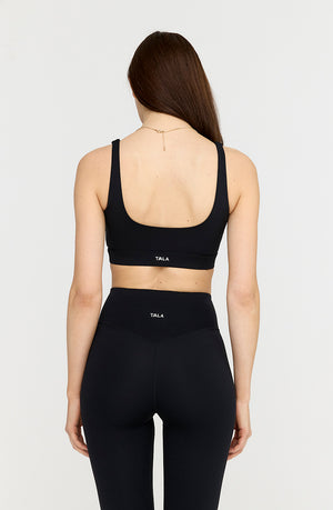 DAYFLEX ESSENTIAL SQUARE NECK SPORTS BRA - SHADOW BLACK