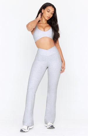 DAYFLEX WRAP HIGH WAISTED FLARED YOGA PANT - GREY MARL