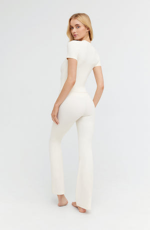 DAYFLEX WRAP HIGH WAISTED FLARED YOGA PANT - BUTTERMILK