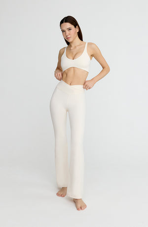 DAYFLEX WRAP HIGH WAISTED FLARED YOGA PANT - BUTTERMILK