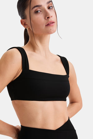 DAYFLEX RUCHED STRAP BANDEAU SPORTS BRA - SHADOW BLACK