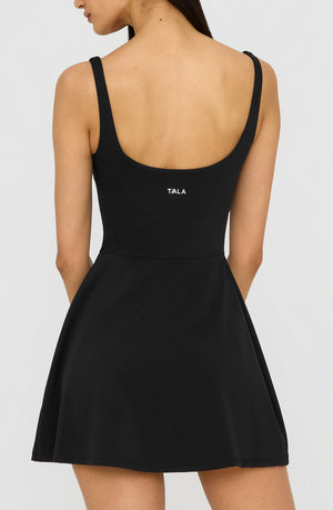 DAYFLEX BUILT-IN SUPPORT SQUARE NECK ACTIVE DRESS - SHADOW BLACK