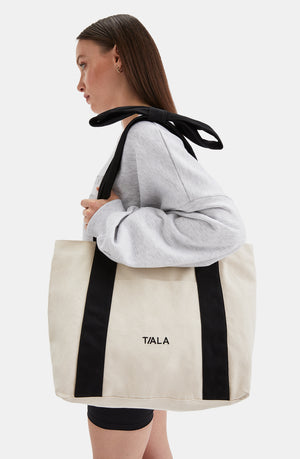 TALA BOW HANDLE TOTE BAG - NEUTRAL