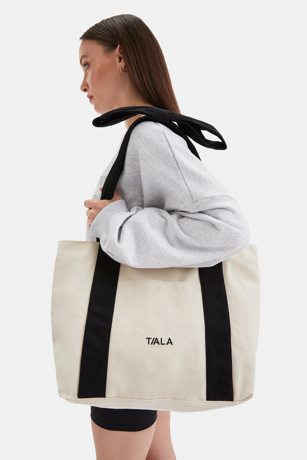 TALA BOW HANDLE TOTE BAG - NEUTRAL