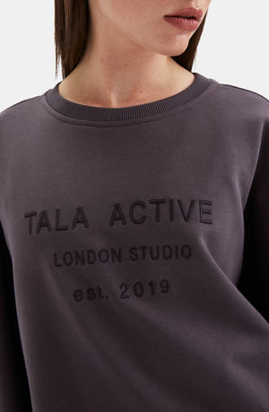 TALA STUDIO OVERSIZED FIT GIRLFRIEND SWEATSHIRT- COOL ESPRESSO