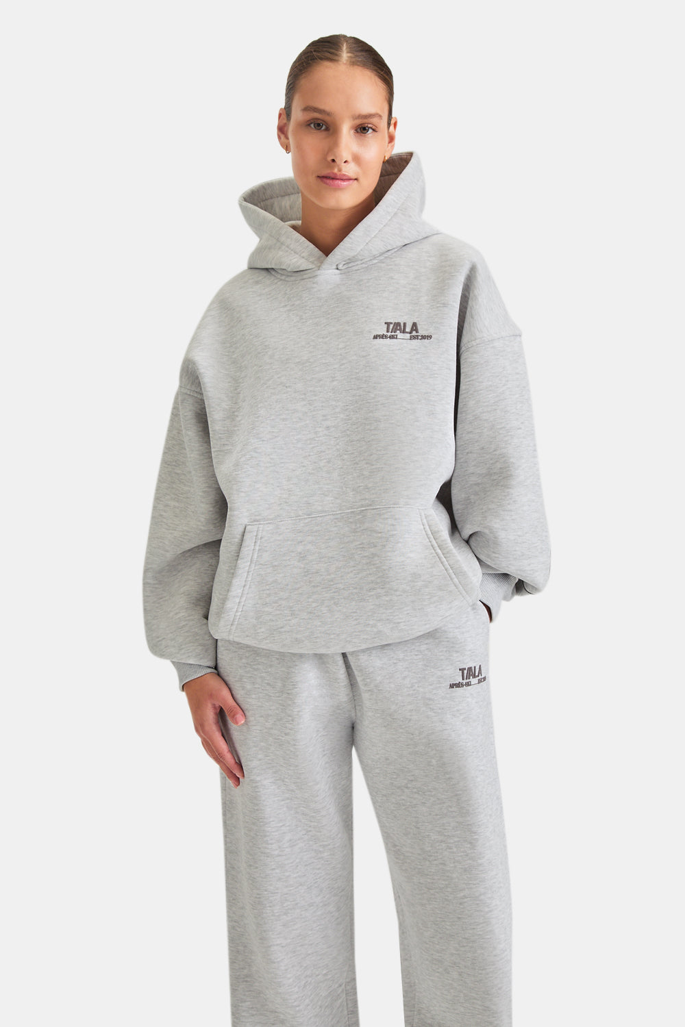 TALA WINTER SPORTS OVERSIZED HOODIE - GREY MARL