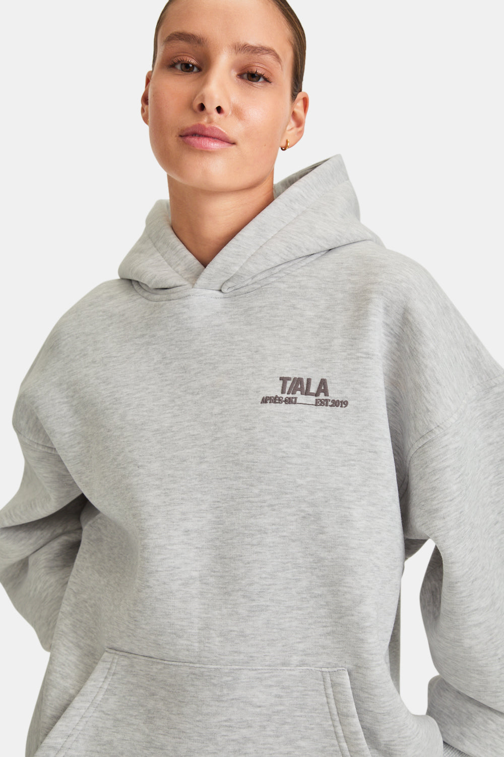 TALA WINTER SPORTS OVERSIZED HOODIE - GREY MARL