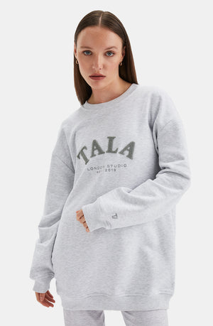 TALA STUDIO OVERSIZED LONGLINE SWEATSHIRT- GREY MARL