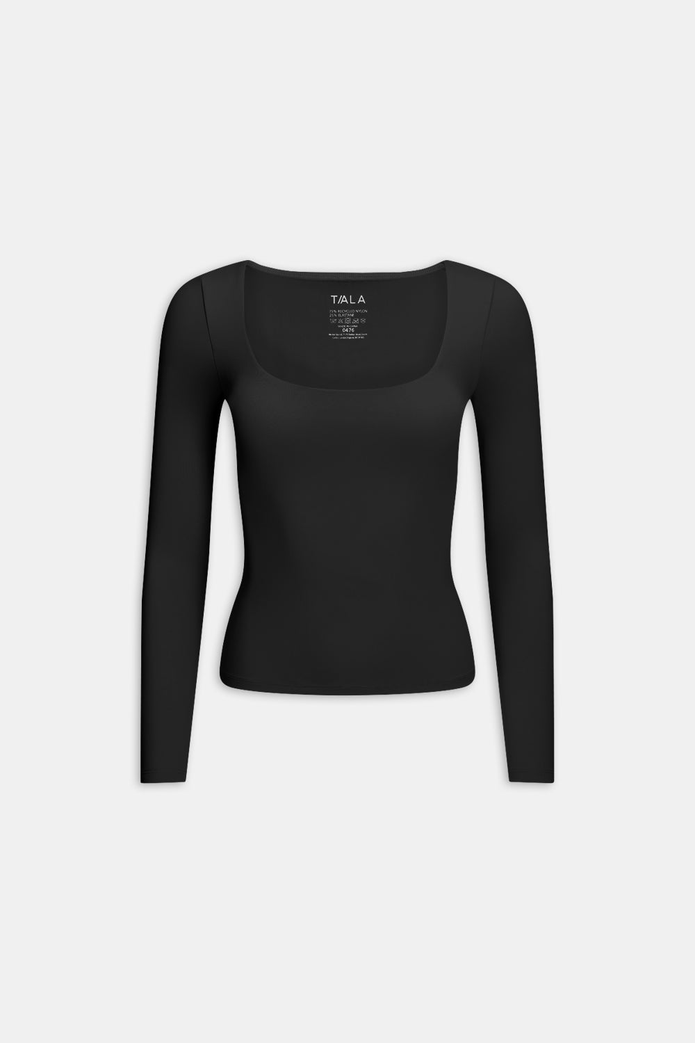 DAYFLEX BUILT-IN SUPPORT SCOOP NECK LONG SLEEVE TOP - SHADOW BLACK