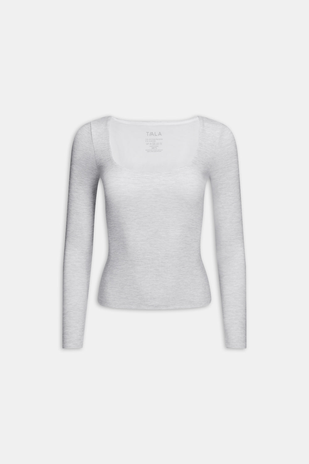 DAYFLEX BUILT-IN SUPPORT SCOOP NECK LONG SLEEVE TOP - GREY MARL