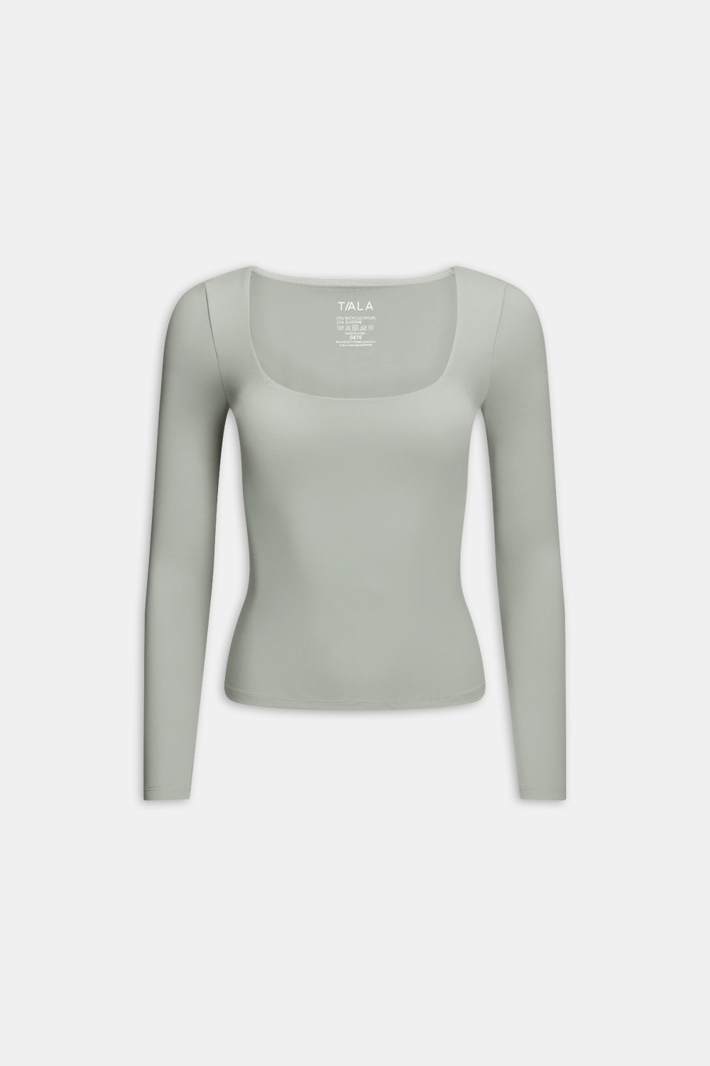 DAYFLEX BUILT-IN SUPPORT SCOOP NECK LONG SLEEVE TOP - SOFT SAGE