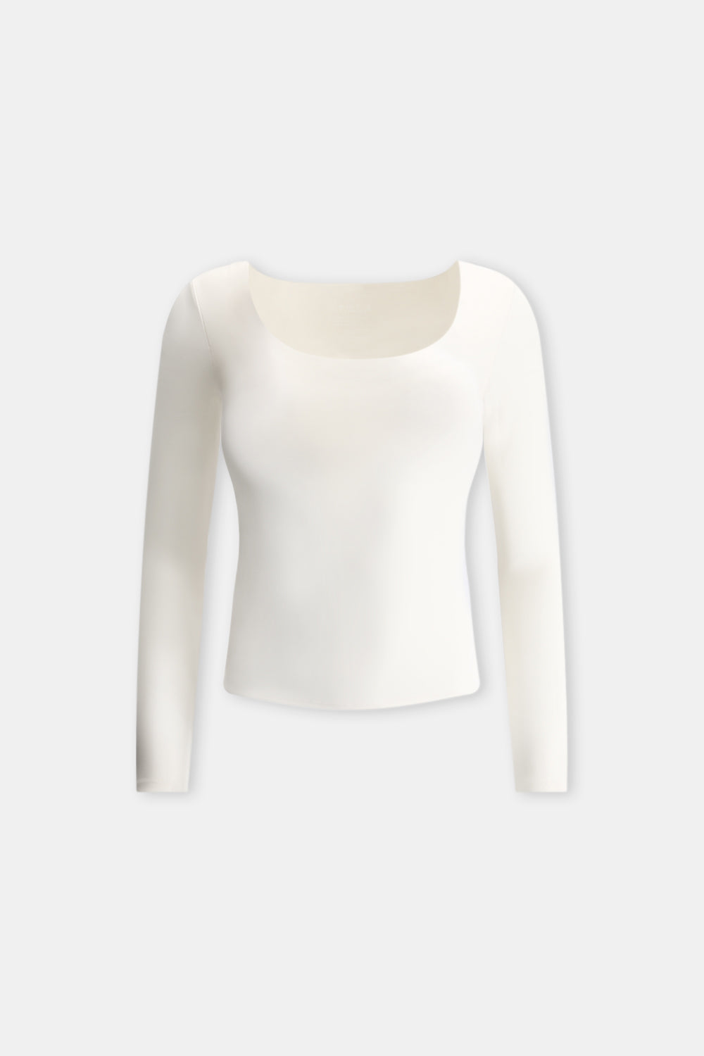 DAYFLEX BUILT-IN SUPPORT SCOOP NECK LONG SLEEVE TOP - IVORY