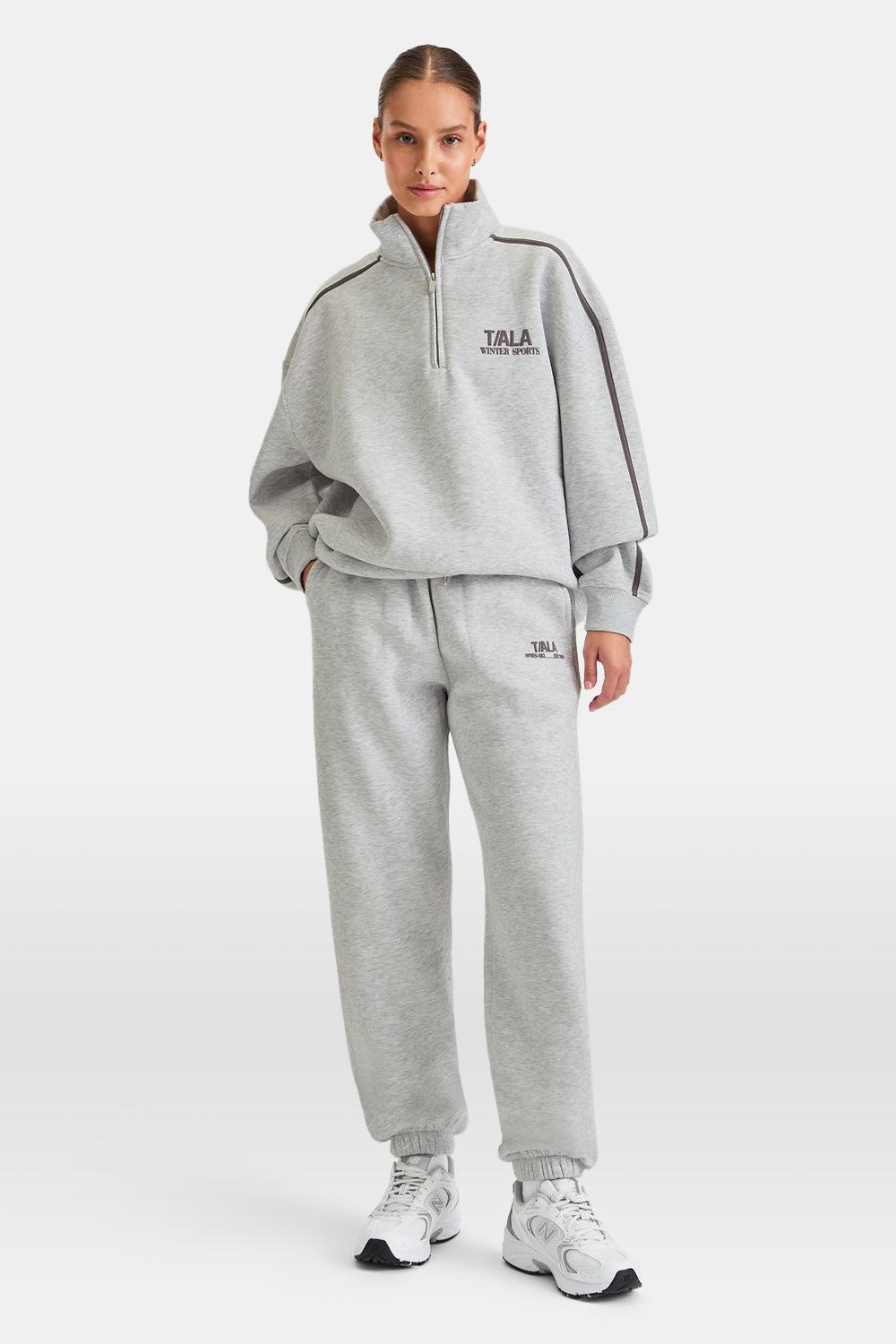 TALA WINTER SPORTS OVERSIZED QUARTER ZIP SWEATSHIRT - GREY MARL