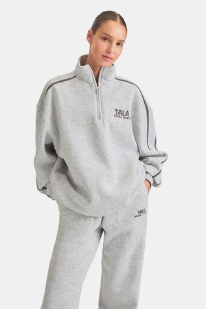 TALA WINTER SPORTS OVERSIZED QUARTER ZIP SWEATSHIRT - GREY MARL