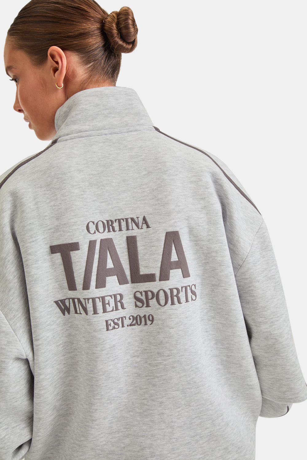 TALA WINTER SPORTS OVERSIZED QUARTER ZIP SWEATSHIRT - GREY MARL