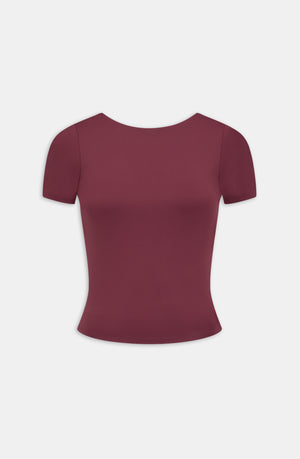 DAYFLEX BUILT-IN SUPPORT TWIST BACK FULL LENGTH T-SHIRT - BURGUNDY