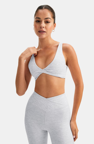 DAYFLEX TWIST FRONT SPORTS BRA - GREY MARL