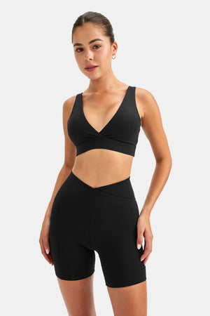 DAYFLEX V NECK SPORTS BRA - SHADOW BLACK