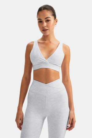 DAYFLEX V NECK SPORTS BRA - GREY MARL