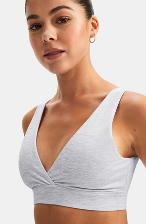 DAYFLEX V NECK SPORTS BRA - GREY MARL