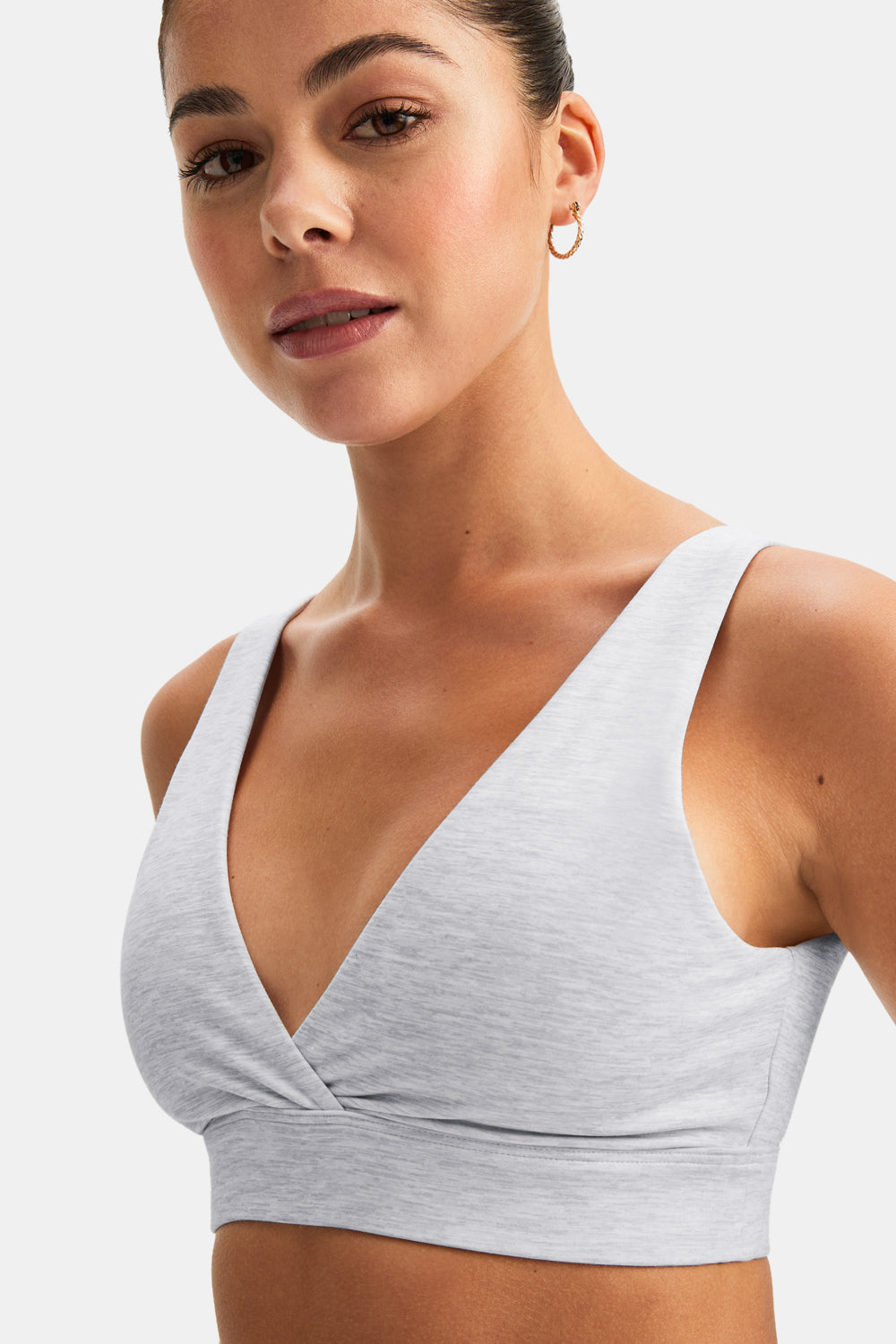 DAYFLEX V NECK SPORTS BRA - GREY MARL