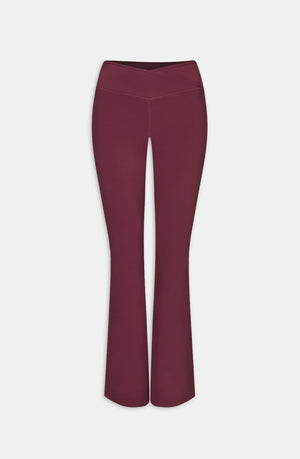 DAYFLEX WRAP HIGH WAISTED FLARED YOGA PANT - BURGUNDY