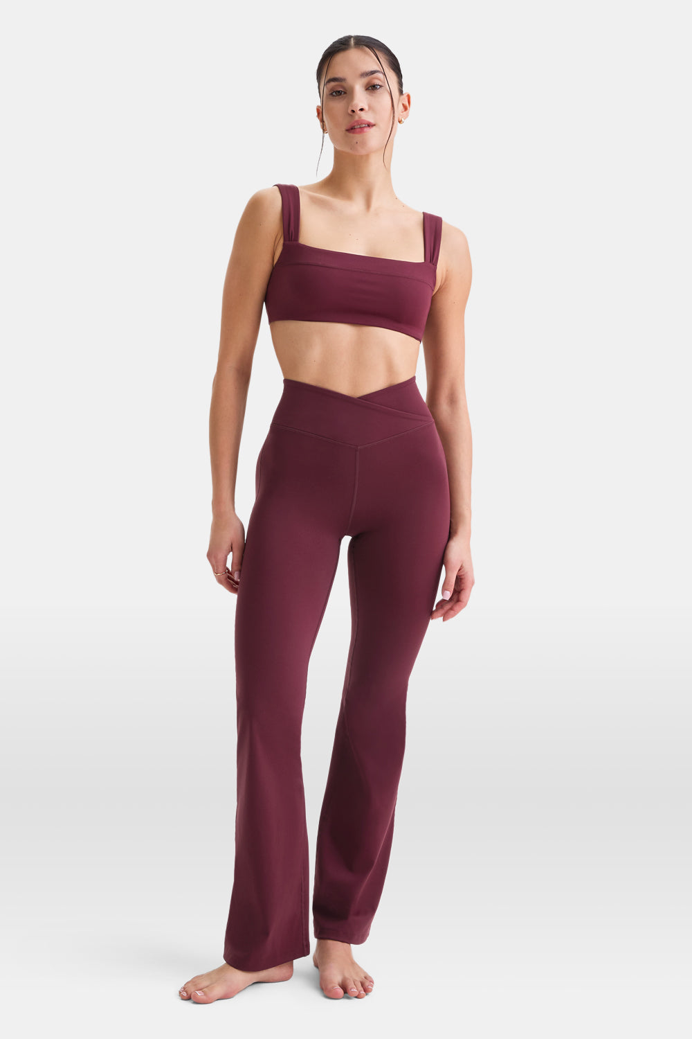 DAYFLEX WRAP HIGH WAISTED FLARED YOGA PANT - BURGUNDY