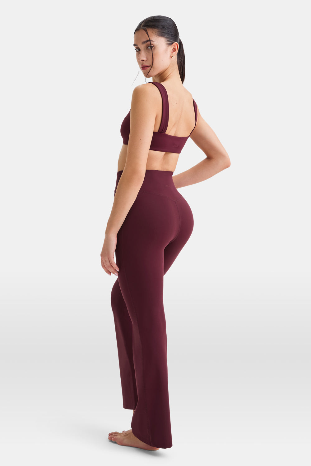 DAYFLEX WRAP HIGH WAISTED FLARED YOGA PANT - BURGUNDY