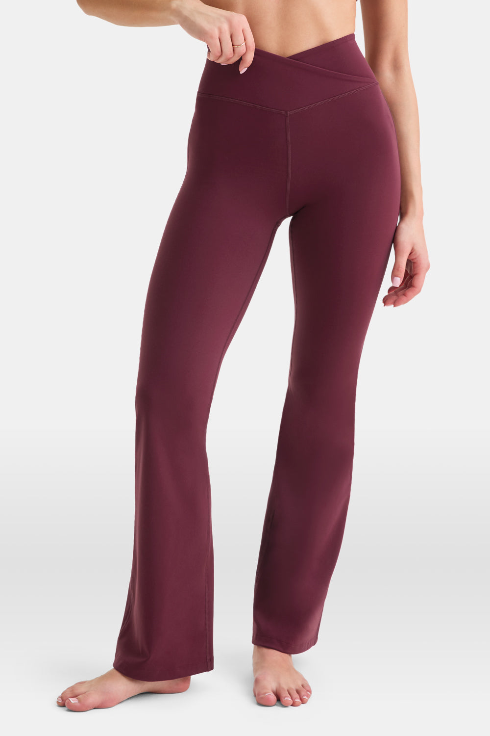 DAYFLEX WRAP HIGH WAISTED FLARED YOGA PANT - BURGUNDY