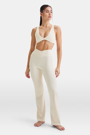 DAYFLEX WRAP HIGH WAISTED FLARED YOGA PANT - BUTTERMILK